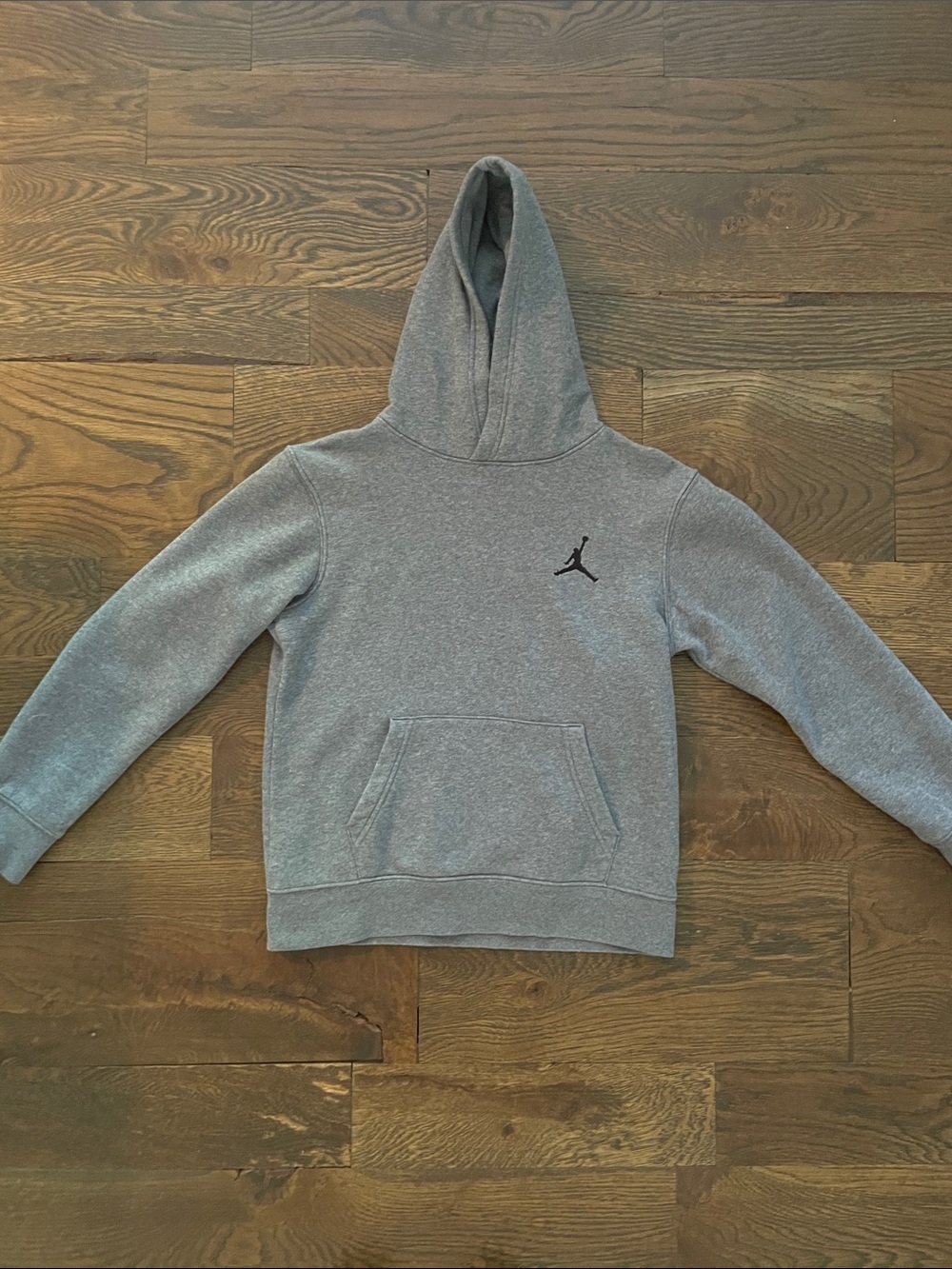 Jordan Youth Gray Pullover Hoodie with Black Jumpman